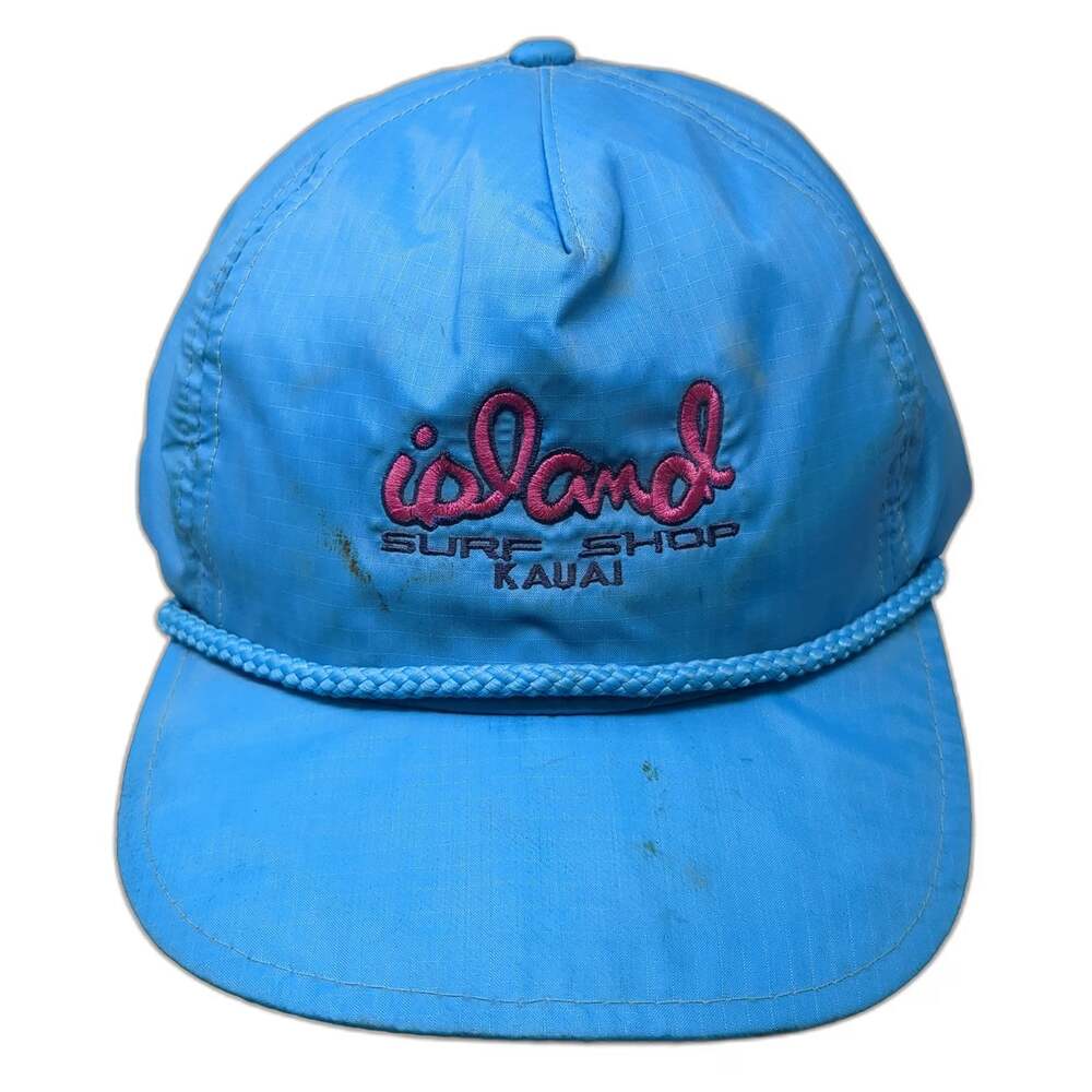 Hawaiian Headwear 5 Panel Blue One Size Hat Island Surf Shop Kauai Rope Nylon